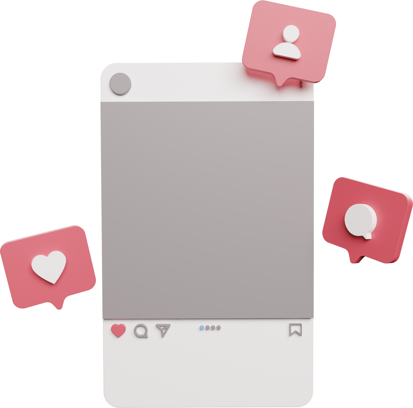 Social media 3d rendering icon illustration